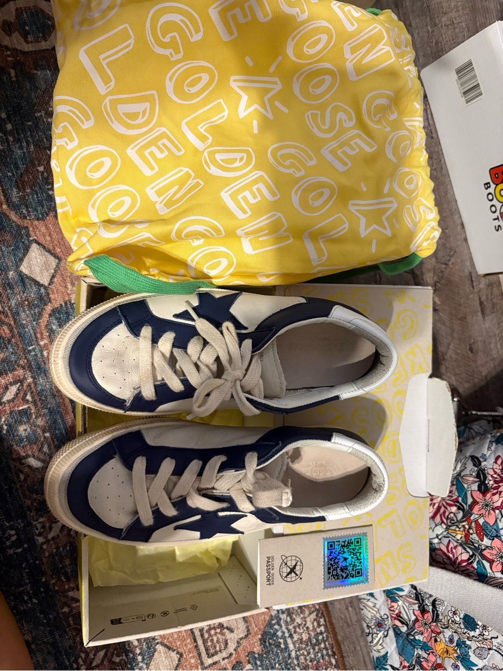 Golden Goose Kids Navy, White and Cream Superstar Sneakers